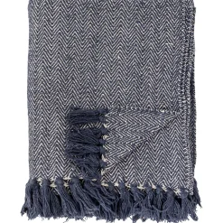 Bloomingville Decke "Herringbon" Blau