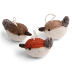 En Gry & Sif 3er Set Vogel 4cm, Filz Brown