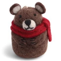 En Gry & Sif Filzfigur "Braunbär mit Schal"