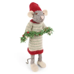 En Gry & Sif Graue Maus mit Girlande