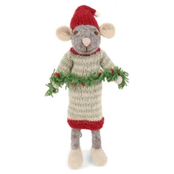 En Gry & Sif Graue Maus mit Girlande
