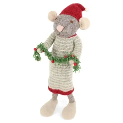 En Gry & Sif Graue Maus mit Girlande
