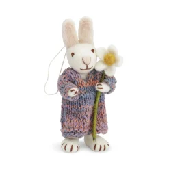 Filz Hase mit Kleid und Margerite weiß