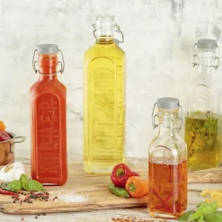 Glasflasche mit Bügelverschluß, eckig, 300 ml