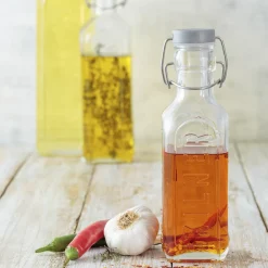 Glasflasche mit Bügelverschluß, eckig, 300 ml