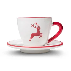 Gmundner Espressotasse 2-teilig "Bordeauxroter Hirsch"