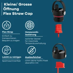 Hydro Flask Trinkhalm-Deckel, schwarz