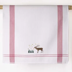 Kleinmann Geschirrtuch "Hirsch m. Sternenhimmel" rot 50x70cm