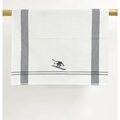 Kleinmann Geschirrtuch "Skifahrer" grau 50x70cm