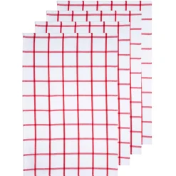 Ladelle 4er Set Geschirrtücher "Grid Pack" Rot