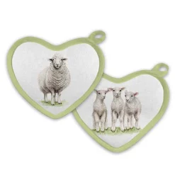 Maluu Topflappen-Paar Herzform "Whoolly Sheep"