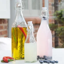Quadratische Bügelverschluss Flasche, 1 Liter
