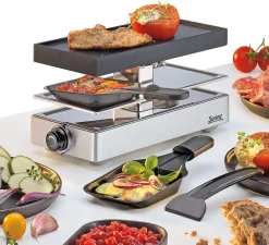 Raclette mit Alugrillplatte silber