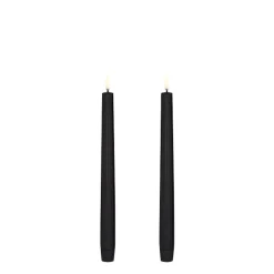 Uyuni LED Candle 2-Pack Plain Black "Taper"