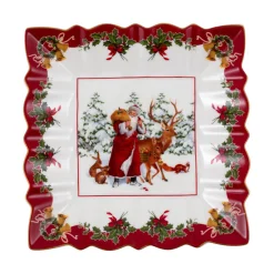 Villeroy & Boch Schale eckig, Santa mit Waldtieren 23x23x3,5cm 