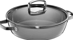 WMF Fusiontec Mineral Schmorpfanne mit Glasdeckel, 24 cm, Platinum